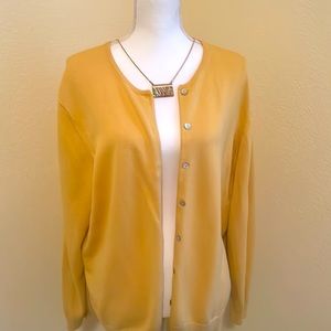 Lands End ladies button down cardigan deep mustard XL
